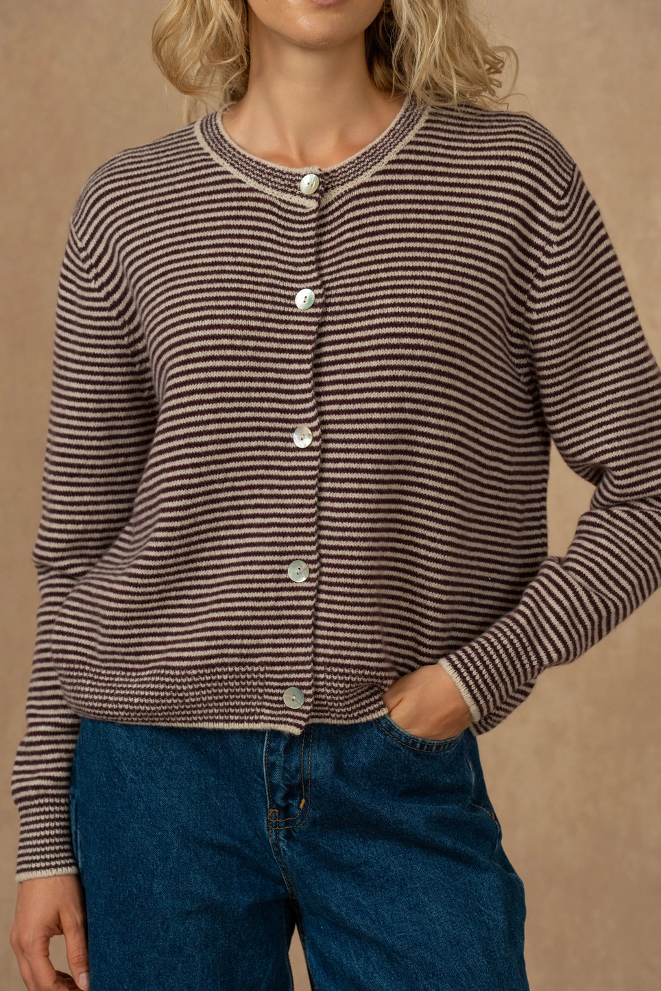 Striped Merino Wool Cardigan