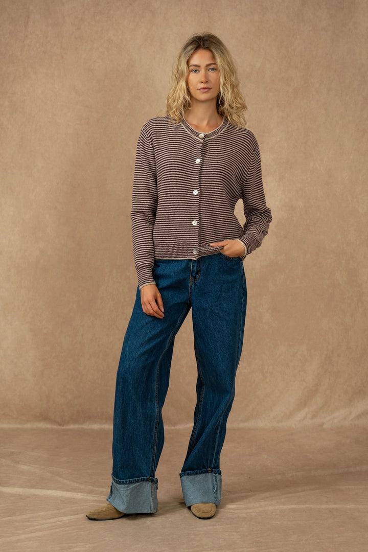 Striped Merino Wool Cardigan