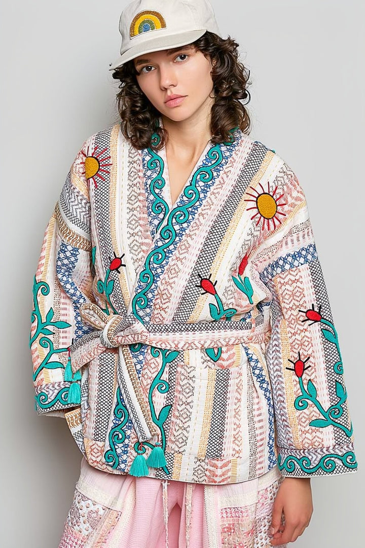 Boho Quilted Kimono Cardigan
