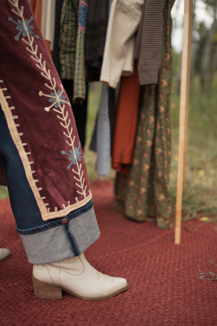 Velvet Embroidered Duster Jacket