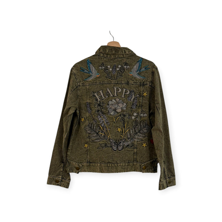 Embroidered Cotton "Happy" Jacket