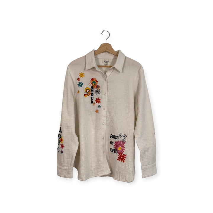 Peace and Love Embroidered Shirt