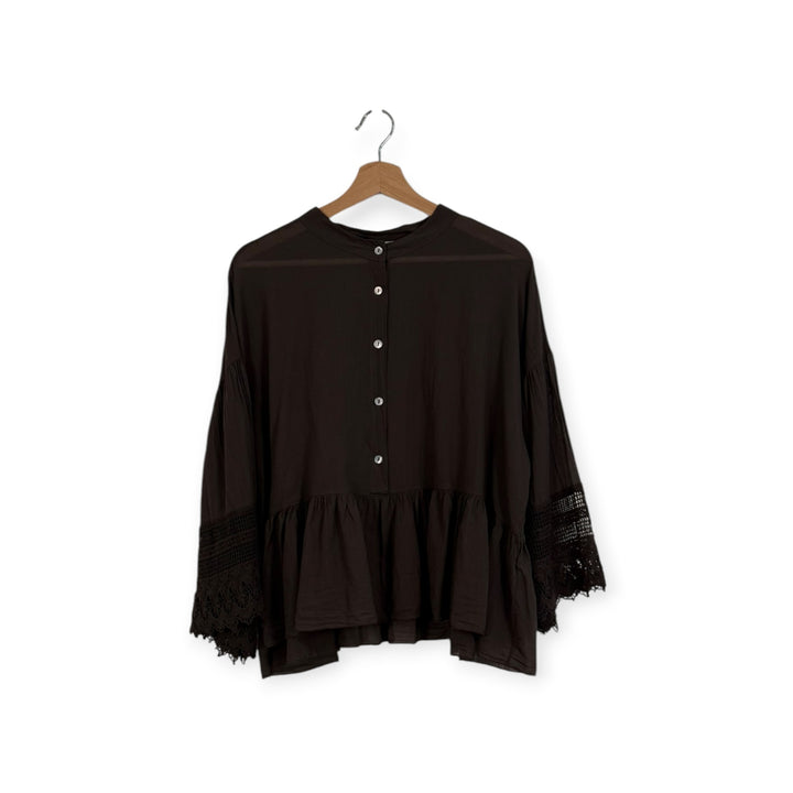 Cropped Button Boho Blouse