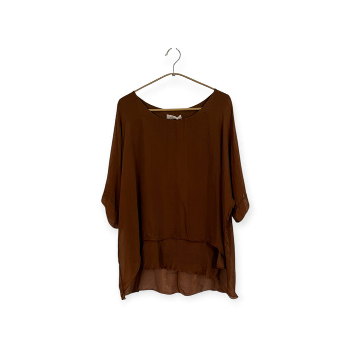 Raw Hem Layered Silky top