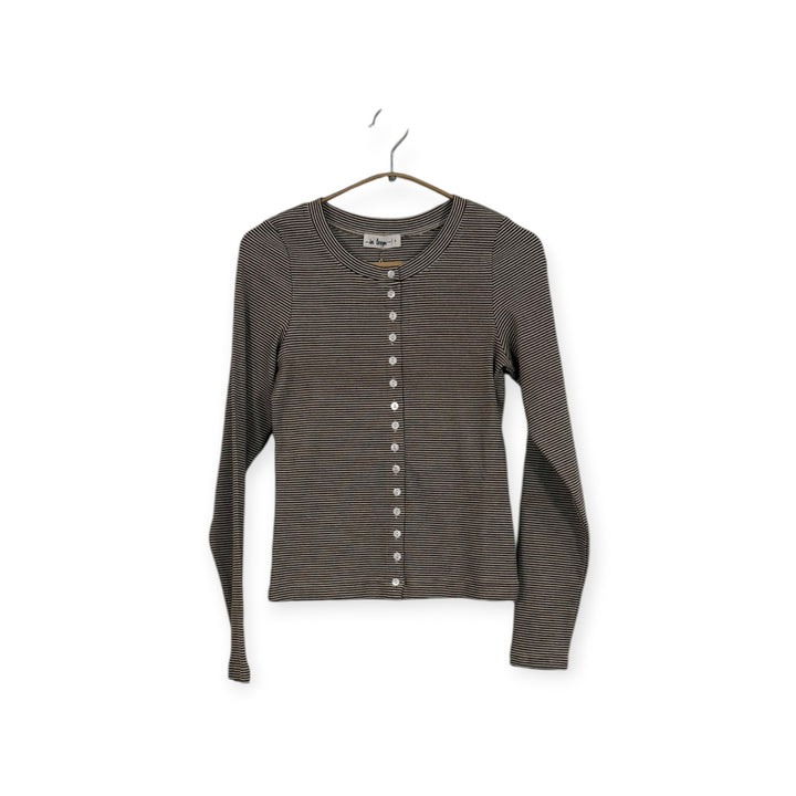 Brown Striped Button Cardigan