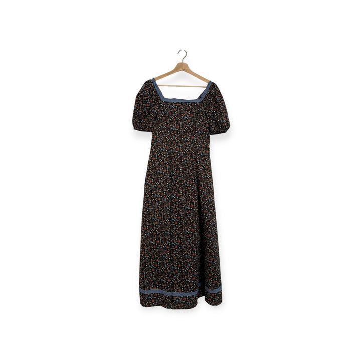 Brown Ditsy Floral Pattern Dress