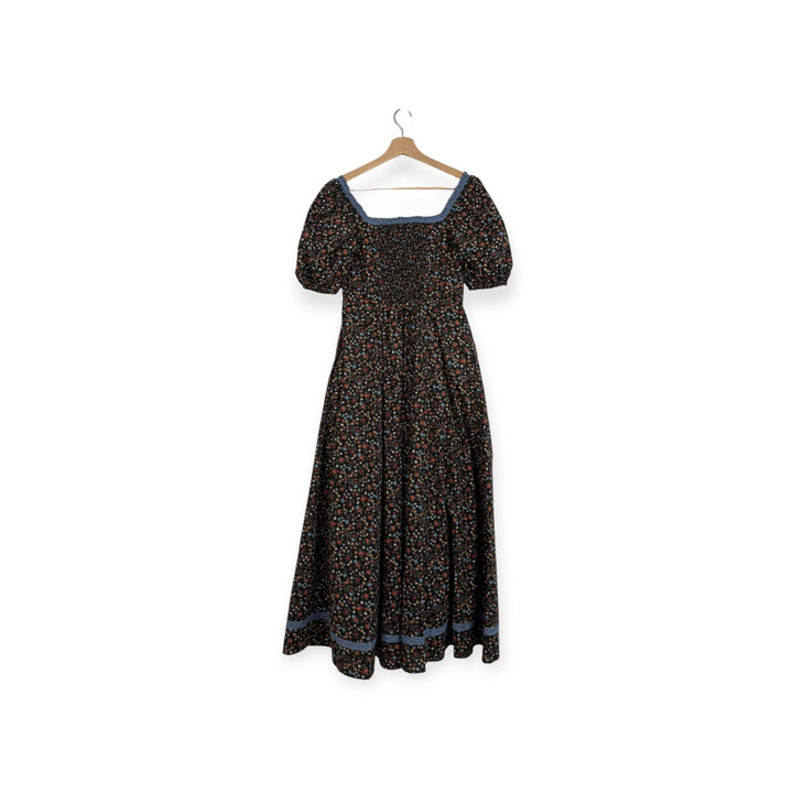 Brown Ditsy Floral Pattern Dress