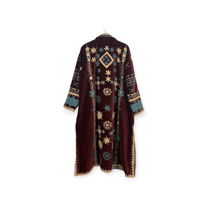 Velvet Embroidered Duster Jacket