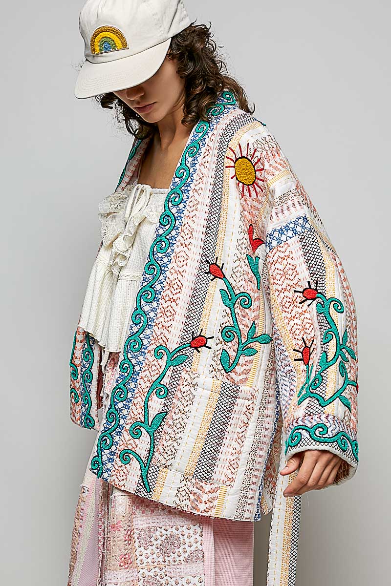 Boho Quilted Kimono Cardigan