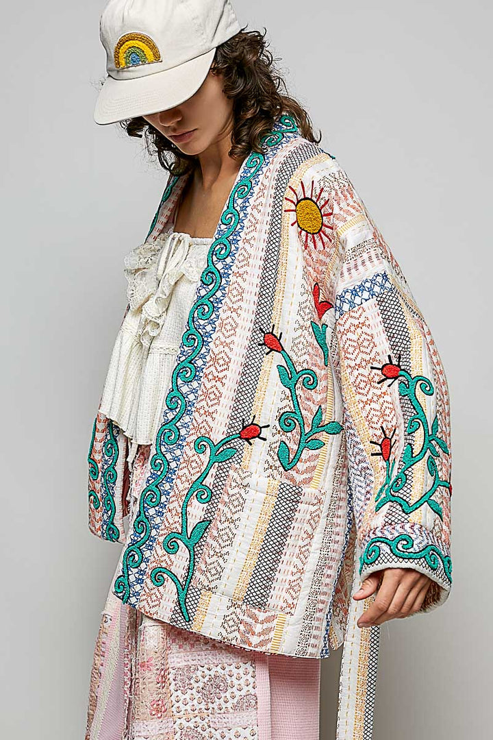 Boho Quilted Kimono Cardigan